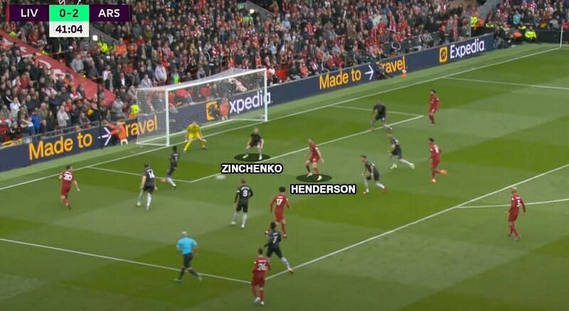 Zincheko sai lầm khi từ bỏ việc theo sát Henderson trong bàn gỡ 1-2 của Liverpool
