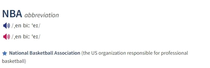 Định nghĩa về NBA trên Britannica